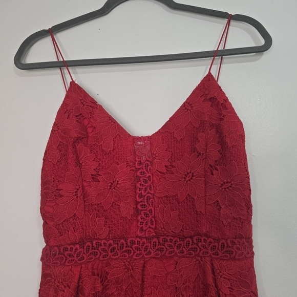 Revolve Nicholas Red Floral Lace Rouleau Ball Midi Dress Cocktail Wedding guest - Picture 5 of 11